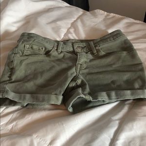Olive green jean shorts
